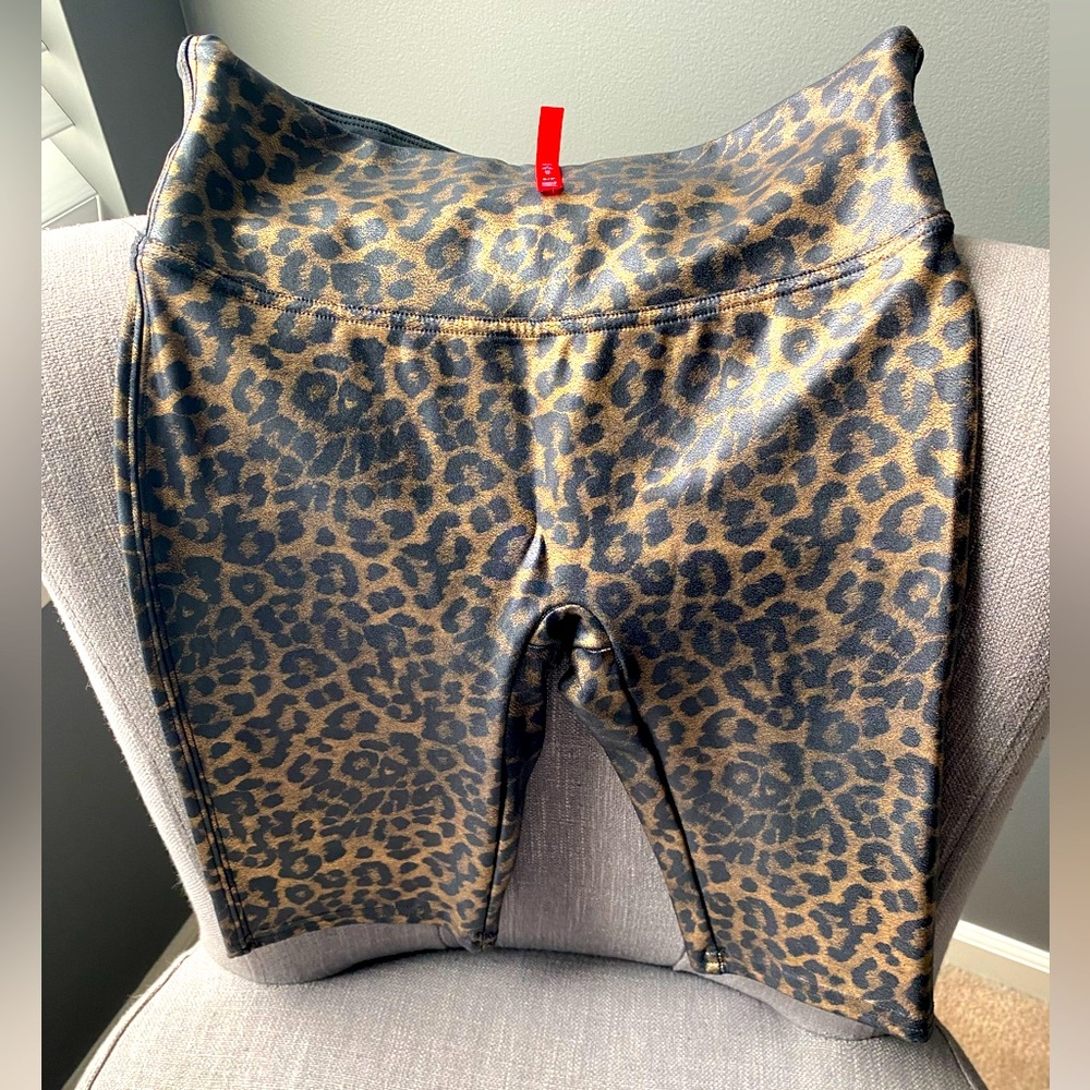 SPANX leather leopard bike short